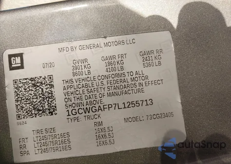 2020 Chevrolet Express Cargo Rwd 2500 Regular Wheelbase Wt from USA, damaged, VIN 1GCWGAFP7L1255713